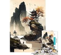 1000-piece Puzzle for Teenagers Beautiful Asian Landscape Learning Educational Toys Educational Games Precision Cutting Art Work Gifts (Size 38x26cm)
