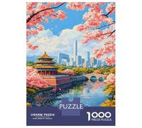 1000 Piece Puzzle For Teenagers Beijing Cityscape with Cherry Blossoms Adult Jigsaw Family Games Wall Decoration Unique Gifts for Birthday And Christmas 70x50cm/1000pcs