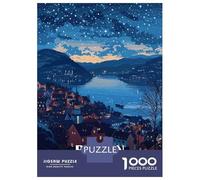 1000 Piece Puzzle For Teenagers Bergen, Norway Nightscape Illustration Adult Puzzles Brain Teaser Game Perfect Decoration Difficult And Challenge 38x26cm/1000pcs