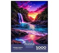 1000-piece Puzzle for Teenagers Bioluminescent Beach Waterfall at Sunset Puzzles for Adults Hands-on Game Enhance Memory Birthday Present, Gifts, 70x50cm/1000pcs