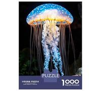 1000 Piece Puzzle For Teenagers Bioluminescent Jellyfish in Dark Water Jigsaw Puzzle Toy Wall Decor Perfect Decoration Unique Gifts for Birthday And Christmas 38x26cm/1000pcs