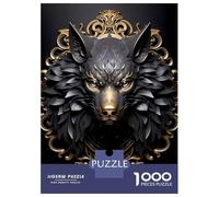 1000-piece Puzzle for Teenagers Black And Gold Royal Wolf Jigsaws for Adults Hands-on Game Precision Cutting Great Gift for Gaming 70x50cm/1000pcs
