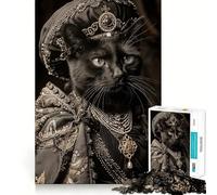 1000 Piece Puzzle For Teenagers Black Cat in Regal Attire Exact Cut Art, Brain Teasing Play, Relax Time Game, Christmas Leisure Art (38x52cm)