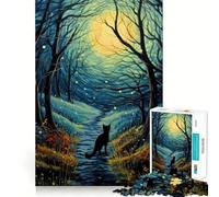 1000 Piece Puzzle For Teenagers Black Cat Lustrous Nature Smooth Joint Fun, Mind Game Gift, Restful Game Fun, Christmas Leisure Art (38x52cm)