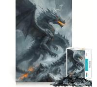 1000 Piece Puzzle For Teenagers Black Dragon in Storm Smooth Joint Fun, Mind Game Gift, Restful Game Fun, Christmas Leisure Art (50x75cm)