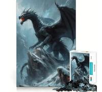 1000 Piece Puzzle For Teenagers Black Dragon on Mountaintop Smooth Joint Fun, Mind Game Gift, Restful Game Fun, Christmas Leisure Art (38x52cm)