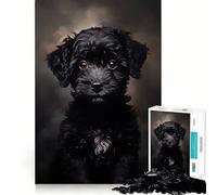 1000 Piece Puzzle For Teenagers Black Poodle Puppy Smooth Joint Fun, Mind Game Gift, Restful Game Fun, Christmas Leisure Art (50x75cm)