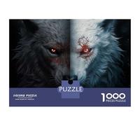 1000-piece Puzzle for Teenagers Black Wolf Vs White Wolf Jigsaw for Adults Relax Games But Fun And Humorous Gifts for Friends And Family 70x50cm/1000pcs