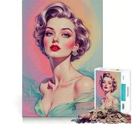 1000 Piece Puzzle For Teenagers Blonde Pin-Up Glamour Portrait Smooth Joint Fun, Mind Game Gift, Restful Game Fun, Christmas Leisure Art (50x75cm)