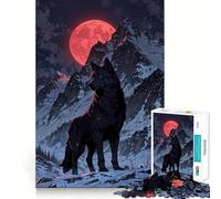 1000 Piece Puzzle For Teenagers Blood Moon Alpha︰ Wolf Mountain King Exact Cut Art, Brain Teasing Play, Relax Time Game, Christmas Leisure Art (38x26cm)