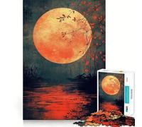 1000 Piece Puzzle For Teenagers Blood Moon Over Water Smooth Joint Fun, Mind Game Gift, Restful Game Fun, Christmas Leisure Art (38x26cm)