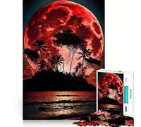1000 Piece Puzzle For Teenagers Blood Moon Tropical Island Exact Cut Art, Brain Teasing Play, Relax Time Game, Christmas Leisure Art (50x75cm)