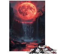 1000 Piece Puzzle For Teenagers Blood Moon Waterfall Help The Brain Exercise Wall Decoration Anti-Stress Toys for And from 14 Years And over (38x52cm)