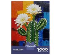 1000-piece Puzzle for Teenagers Blooming Cactus Painting with Colorful Background Puzzles for Adults Relax Games Precision Cutting Gifts for Friends And Family 70x50cm/1000pcs