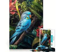 1000 Piece Puzzle For Teenagers Blue Budgerigar in Tropical Foliage Smooth Joint Fun, Mind Game Gift, Restful Game Fun, Christmas Leisure Art (50x75cm)