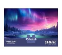 1000-piece Puzzle for Teenagers Blue Green Aurora Borealis Puzzle for Adults Relaxing Games Pattern Assembly Gifts for Friends And Family 52x38cm/1000pcs