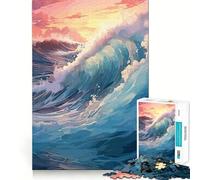 1000 Piece Puzzle For Teenagers Blue Ocean Waves Smooth Joint Fun, Mind Game Gift, Restful Game Fun, Christmas Leisure Art (38x26cm)