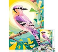 1000 Piece Puzzle For Teenagers Blush Orchid︰ The Eurasian Jay in Geometric Nature Jigsaw for Teenagers Precision Cutting Parent-child Interaction Christmas Birthday Gifts (38x52cm)
