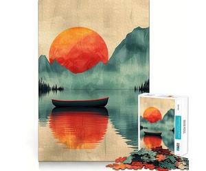 1000 Piece Puzzle For Teenagers Boat Floating on A Lake Smooth Joint Fun, Mind Game Gift, Restful Game Fun, Christmas Leisure Art (50x75cm)