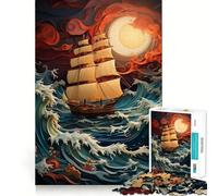 1000 Piece Puzzle For Teenagers Boat in The Storm Exact Cut Art, Brain Teasing Play, Relax Time Game, Christmas Leisure Art (50x75cm)