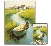 1000-piece Puzzle for Teenagers Boats by The Lake Cardboard Jigsaw Puzzles for 14+ Difficult to Complete But Fun And Humorous Birthday Gift 26X38CM