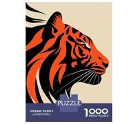1000-piece Puzzle for Teenagers Bold Tiger Vector Portrait in Red And Black Design Puzzle for Adults Hands-on Game Stress Reliever Gifts for Friends And Family 70x50cm/1000pcs