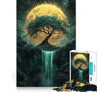 1000 Piece Puzzle For Teenagers Bonsai Waterfall Gold Jade Smooth Joint Fun, Mind Game Gift, Restful Game Fun, Christmas Leisure Art (38x26cm)