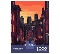 1000 Piece Puzzle For Teenagers Boston Skyline at Dusk Jigsaw Puzzle Toy Wall Decor Perfect Decoration Unique Gifts for Birthday And Christmas 52x38cm/1000pcs