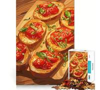 1000-piece Puzzle for Teenagers Bruschetta with Tomatoes And Basil Clean Edge Game Mental Focus Game Slow Play Fun Birthday Fun Gift (38x26cm)