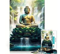 1000-piece Puzzle for Teenagers Buddha Lotus in Forest Precise Cut Art Focus Fun Game Relax Play Time Birthday Fun Gift (38x26cm)