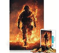 1000 Piece Puzzle For Teenagers Burning Soldier Exact Fit Game Mind Challenge Toy Calm Fun Time Xmas Scene Art (50x75cm)