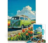 1000-piece Puzzle for Teenagers Bus on The Beach Precise Cut Art Focus Fun Game Relax Play Time Birthday Fun Gift (50x75cm)