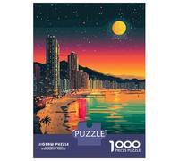 1000-piece Puzzle for Teenagers Busan South Korea Night Cityscape Puzzles for Adults Hands-on Game Enhance Memory Birthday Present, Gifts, 38x26cm/1000pcs
