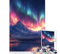 1000-piece Puzzle for Teenagers Cabin Under The Aurora Borealis Fun Relaxing Family Home Activity Perfect Christmas Holiday Giftsing (38x26cm)