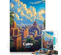 1000 Piece Puzzle For Teenagers Cairo, Egypt Cityscape Illustration Exact Fit Game Mind Challenge Toy Calm Fun Time Xmas Scene Art (50x75cm)