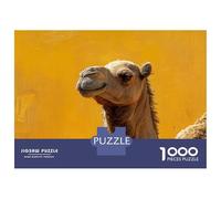 1000-piece Puzzle for Teenagers Camel Portrait on Yellow Background Puzzles for Adults Hands-on Game Enhance Memory Birthday Present, Gifts, 52x38cm/1000pcs