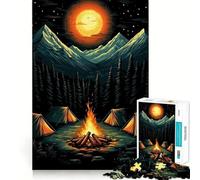 1000-piece Puzzle for Teenagers Campfire Under The Moon Clean Edge Game Mental Focus Game Slow Play Fun Birthday Fun Gift (38x26cm)