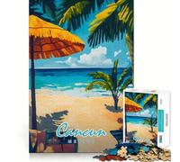 1000-piece Puzzle for Teenagers Cancun Beach Scene Precise Cut Art Focus Fun Game Relax Play Time Birthday Fun Gift (50x75cm)