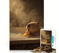 1000-piece Puzzle for Teenagers Capybara And Duck in Bubble Bath Clean Edge Game Mental Focus Game Slow Play Fun Birthday Fun Gift (50x75cm)
