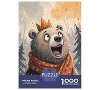 1000-piece Puzzle for Teenagers Cartoon Bear with Crown And Scarf Puzzles for Adults Hands-on Game Enhance Memory Birthday Present, Gifts, 52x38cm/1000pcs