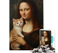 1000 Piece Puzzle For Teenagers Cat And Mona Lisa Challenging To Complete Enhance Memory DIY Toys for And 14 Years And over (38x26cm)