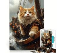 1000 Piece Puzzle For Teenagers Cat Captain And Mouse Crew Exact Fit Game Mind Challenge Toy Calm Fun Time Xmas Scene Art (50x75cm)