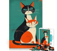 1000-piece Puzzle for Teenagers Cat Clash Canvas Clean Edge Game Mental Focus Game Slow Play Fun Birthday Fun Gift (38x26cm)