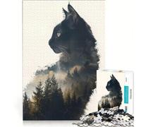 1000-piece Puzzle for Teenagers Cat Double Exposure, Fun Games, Train Your Brain And Hands, Improving Love between Couples 38x52cm
