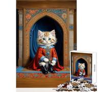 1000 Piece Puzzle For Teenagers Cat in Retro Costume Jigsaw for Teenagers Precision Cutting Parent-child Interaction Christmas Birthday Gifts (38x52cm)