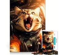 1000-piece Puzzle for Teenagers Cat Lost in Space Clean Edge Game Mental Focus Game Slow Play Fun Birthday Fun Gift (50x75cm)
