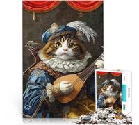 1000 Piece Puzzle For teenagers Cat Musician in Renaissance Attire Denkspiel eignet sich ideal als Geschenk für die ganze Familie52x38cm