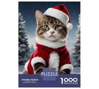 1000 Piece Puzzle For Teenagers Cat Santa Christmas Day Jigsaws for Adults Hands-on Game Home Decoration Unique Gifts for Birthday And Christmas 38x26cm/1000pcs