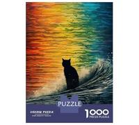1000-piece Puzzle for Teenagers Cat Wave Split Jigsaws for Adults Hands-on Game Precision Cutting Great Gift for Gaming 38x26cm/1000pcs