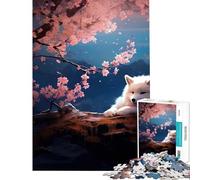 1000 Piece Puzzle For Teenagers Cherry Blossom Fox Baby Brain Intelligence Challenge Addictive Toys Educational Games Improve Memory Birthday Gifts (Size 38x52cm)